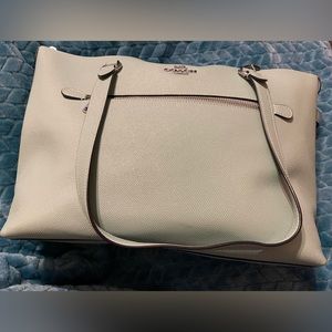 EUC coach gallery tote light teal with silver hardware.